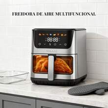 Freidora de aire de gran capacidad (8,5 litros), freidora de aire multifuncional, potencia de 2000 W, multicocina 7 en 1 con funciones de horneado, asado y fermentación. Diseño compacto, equipada con una pantalla táctil digital para satisfacer las necesidades gastronómicas de la familia. Fácil de limpiar, ideal para reuniones familiares, cocina saludable baja en grasas y preparación rápida de comidas. - Tipo de Enchufe A USA (110-127V) - Ver 4