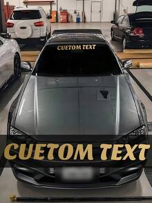 1张可定制文字前挡风玻璃横幅车贴 - 防水、防紫外线、耐用乙烯基材质，自粘式安装，一次性使用，高品质乙烯基，汽车个性化，汽车爱好者，适用于玻璃和车窗表面，汽车配件，汽车DIY改装，汽车零件，车辆定制，动漫主题，遮阳板，防水材料，汽车贴花，汽车配件，车主 - 彩色 - 查看 6