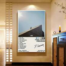 Framed 1pc Daniel Caesar "Freudian" Album Lyrics Canvas Wall Art Poster - Framed Wrapped Canvas With Hook, Modern Minimalist Bedroom Decor, Affordable Gift For Music Fans & Psychology Enthusiasts, Flat - Đóng khung - Xem 3