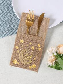 5 Stück Eid Mubarak Blumenmuster Jute Bestecktaschen, islamische Tischdekoration für Zuhause, Ramadan Dekoration, Ramadan Geschenk, Ramadan Feier Party Tischdekor, Ramadan Tischdekoration, Küche & Esszimmer Dekoration, Ramadan Raumdekoration, Heimdekoration, Ramadan Dekoration, Ramadan Geschenk, Eid Al-Fitr Tischdekoration - EID Typ B - Übersicht 6