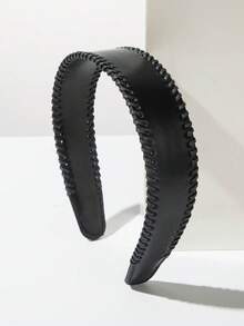 1pc Solid Color PU Leather Headband, Korean Fashion Knight Style Wide Edge Versatile Personalized Hair Accessory Suitable For Women And Girls ,Hair Band ,Diadema ,Hair Hoop