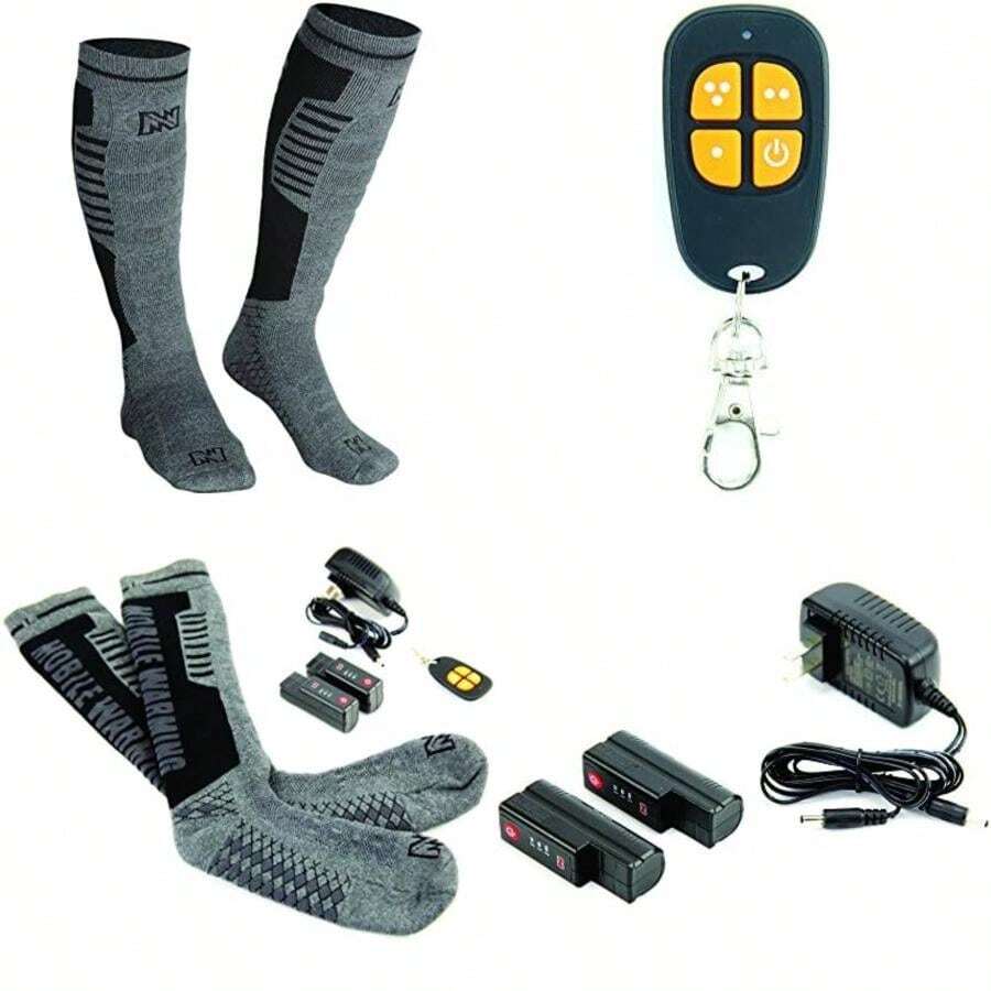 Calcetines eléctricos con calefacción y batería de 3,7 V con Mando a Distancia(Men 10-14) - Multicolor - Ver 1