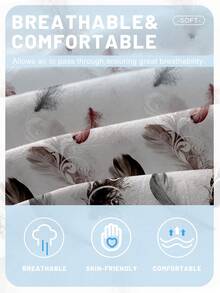 1 st. modernt enkelt tvättat dra-på-lakan med fjädermönster, sängöverdrag med tryck, madrassöverdrag, madrasskydd, dammskydd, sängkläder (exklusive örngott) - Multifärgad - Visa 6