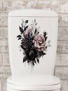 Purple Flower Bathroom Toilet Seat Decal, Creative Waterproof Toilet Cover Decoration - Multicolor - View 12