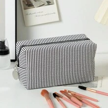 Dopamine Grid Large Capacity Drawstring Bag Bubble Mesh Cosmetic Bag Large Capacity Toiletry Bag Embroidered Striped Travel Cosmetic Organizer Bag - Multicolor - View 6
