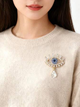 1 pieza de nuevo broche de cristal de estilo europeo y americano para abrigo de otoño e invierno, accesorio elegante