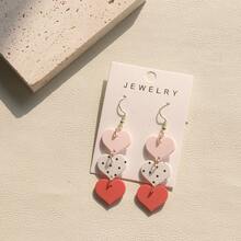 1 par de aretes largos de acrílico con corazón degradado y lunares estilo graffiti, regalo para mujeres, festivales de música y fiestas