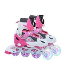 Inlineskates, Größenverstellbare Rollschuhe, Inline-Wheels mit Leuchte, Rollerskate, Inliner, Verstellbare Größe 26-32, Dreifacher Schutz - Pink - Übersicht 3