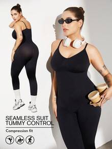 Plus Size Woman Activewear Yoga Clothes Seamless Gym Sports High Support Moisture Wicking Workouts Breathable Outdoor Jumpsuit Rompers Bodysuit Sportwear