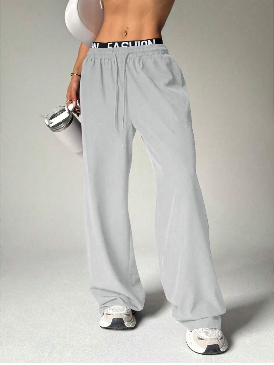 女士阔腿梭织慢跑裤 - 高腰瑜伽宽松裤，如黄油般柔软的 Athflow 休闲裤，适合健身、跑步、旅行，2025 云感运动紧身裤 - 灰色 - 查看 1