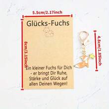 一套9件德国幸运狐狸钥匙扣套装，包含幸运故事卡，新年、乔迁、生日礼物、德国祝福、派对礼品、圣诞节生日礼物套装 - 橘色小狐狸 - 查看 2