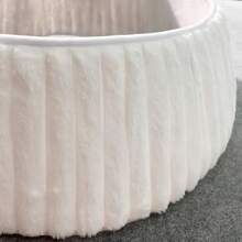 Collar para árbol de Navidad, suave y esponjoso, de felpa de lujo color blanco rústico con textura de rayas, estilo bohemio, ideal para decorar el hogar.