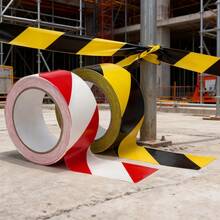 1 Roll Yellow Black/Red White PE Material Safety Non-Adhesive Warning Tape, Fire Safety Isolation Tape, Disposable Safety Barrier Tape For Hazardous Areas, Crime Scenes