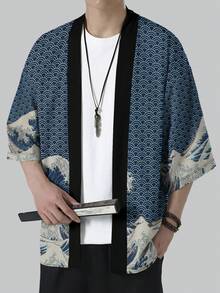 Men's Casual Traditional Kimono Retro Print Loungewear