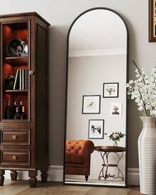 Antok Full Length Mirror, 59"X16" Arched Floor Mirror, Mirror Full Length With Stand, Wall Mounted Mirrors For Living Room Bedroom - 黑色 - 查看 2