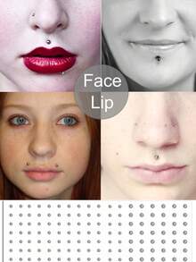 3 Sheets Fake Piercings, Fake Nose Ring, Fake Eyebrow, Lip Ring, Labret Studs & More - Adhesive Face Jewelry,Comes With A Bonus Pair Of Tweezers