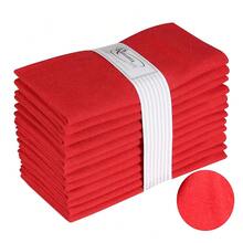 12-Pack 1OO% Cotton Dinner Napkins Best For Valentines Day Easter Spring Gift Gifts 18 By 18-Inch Soft Absorbent Comfortable - Ideal For Events And Regular Use - Red,18x18EveryDayNapkin,Red - 紅色 - 查看 7