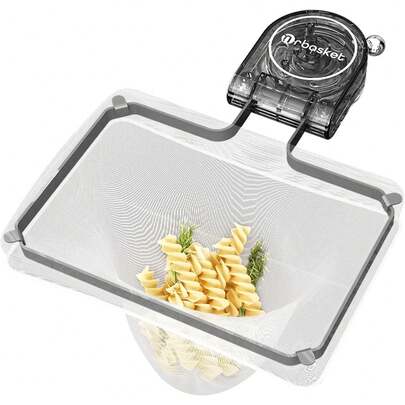 Kitchen Sink Strainer Basket With Filter Bag, Food Waste Filter Basket, Suction Cup Folding Vegetable & Fruit Washing & Drying Rack