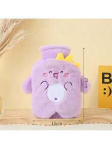 1pc Water Injection Type Hot Water Bottle, PVC Material, Explosion-Proof Anti-Scald Hand Warmer, Plush Cute Hot Water Bag, Removable And Washable - Multicolor - View 11