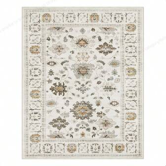 1 pieza Alfombra de color marfil vintage - Alfombra de estilo oriental, adecuada para sala de estar, dormitorio y área de comedor - Decoración del hogar de estilo granja