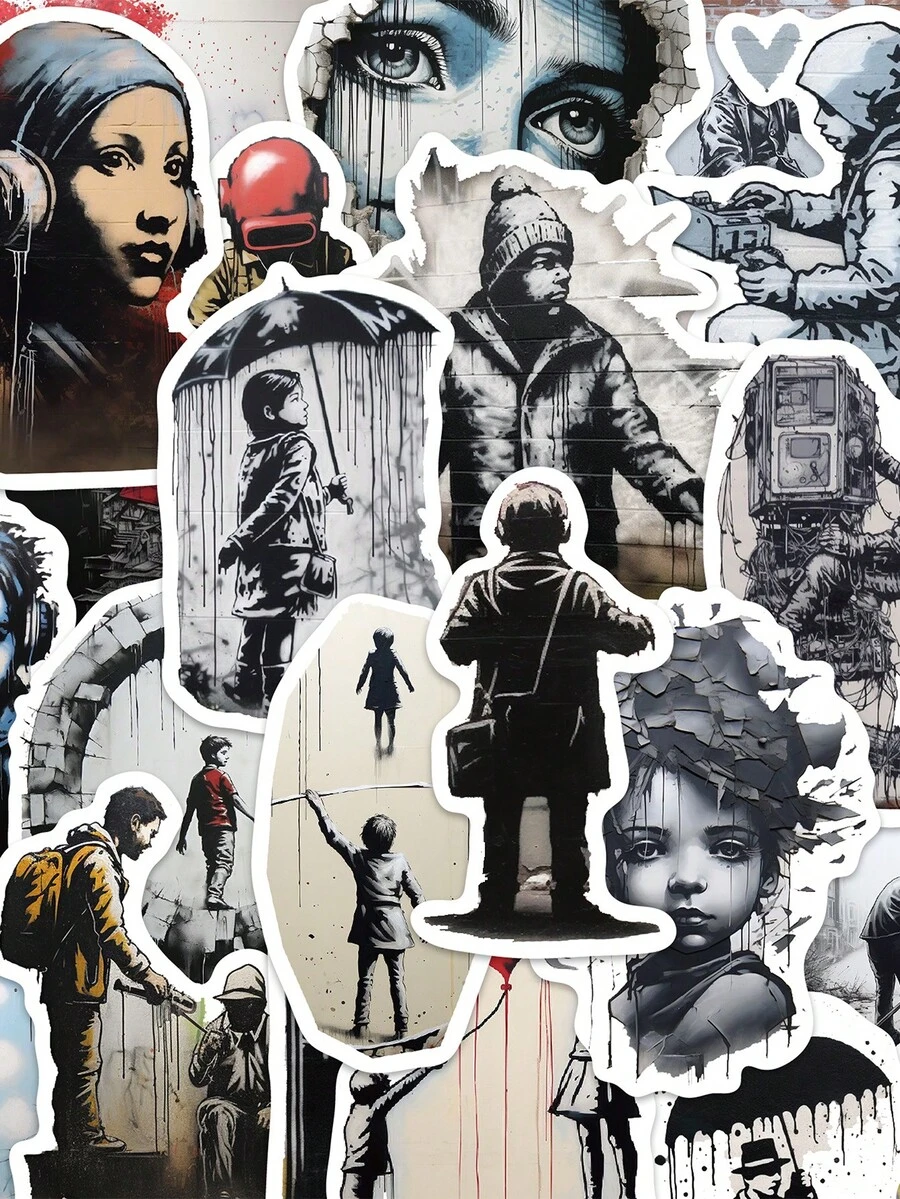 50 Stücke Retro Straßen Graffiti Stil Aufkleber für Urlaubsparty Dekoration, Schulanfang, Klassenprämie, Geburtstagsgeschenk, Skateboard, Gepäck, Fahrrad, Roller, Gitarre, Zeitplanbuch, Wasserflasche, Aufkleber - Material: PVC, Muster: Cartoon, Farbe: Gemischt, Oberflächenempfehlung: Kunststoff, Glas, Metall, Keramik, Montagetyp: selbstklebend, Wiederverwendbarkeit: Einmalgebrauch, Form: Unregelmäßig, Markenname: YWWBLD