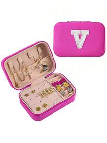 1pc A-Z Letter Jewelry Box, Bride Jewelry Box, Bridesmaid Gift Box, Mini Jewelry Box, Women's Birthday Gift, Girlfriend, Friend Gift, Christmas, Halloween, Birthday, Wedding Gift, Fashion Travel Jewelry Box, Personalized Gift - Women's Travel Jewelry Box, Teen Christmas Gift, Ring Box, Women's Gift Box, PU Leather Jewelry Box (For Rings, Pendants, Earrings, Necklaces, Etc.) - Multicolor - View 103