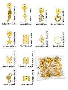 70pcs Mixed Style Metal Hair Scrunchies Set, DIY Braids Hair Accessories, Hair Beads, Braided Hair Ties, Boho Hair Decorations, Braid Jewelry, Suitable For Women, Music Festival Party (Valentine's Day), Claw Clips, Hair Slide, Hair Barrettes Valentine's Day Accessories Gift - Gold - View 7