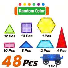 48/68/98pcs Children Magnetic Building Blocks Toys, Colorful Magnetic Construction Blocks, Educational Creative Toys Gift, Suitable For Boys And Girls Over 3 Years Old, Random Colors - Multicolor - View 12