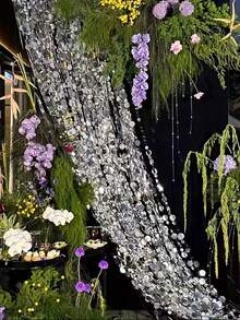 10片/1片银色镜面亮片窗帘装饰 - 悬挂式亮片花环，适用于婚礼、订婚、生日派对、情人节、毕业典礼 - 无需电源装饰