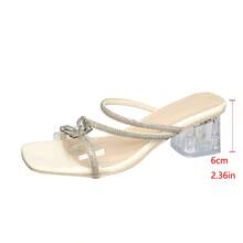 Giày sandal xỏ ngón đính đá nơ kiểu Pháp thanh lịch, mẫu mới mùa hè 2025, phù hợp với váy. - Màu be - Xem 7
