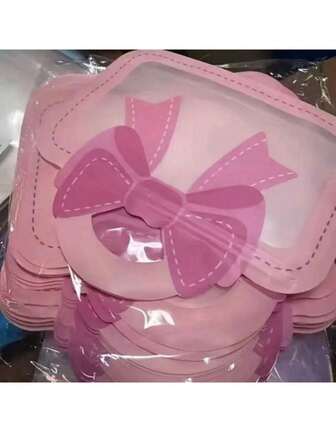 5/10pcs Bow-Shaped Party Favor Bags, Plastic Gift Bags For Birthday, Candy And Cookie Packaging - Available In Multiple Colors (Red, Pink, Blue), Suitable For Valentine's Day Use