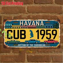 2D Flat - 1 Piece Vintage Havana Aluminum Sign |   2D Flat Print, Decorative Only, Outdoor Wall Artwork, 11.8" * 5.9", Country Travel Decor, Vintage Wall Decor, Retro Embellishment, Cultural Home Decor, Cuban Style, Collector's Gift - A - View 4