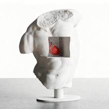ORIZZONTE Modern Sculpture With Suspended Heart – Contemporary Artistic Decoration – Unique Gift Idea – 100% Made In Italy, Shipping From Italy - Red Heart - 查看 5
