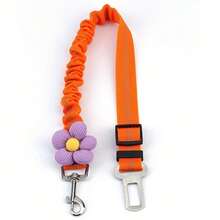 حزام أمان قابل للتعديل للكلاب والقطط مع سير قابل للسحب كالقيادة، أبزمة قفل ونظام تقييد للحيوانات الأليفة في المركبة - تصميم زهور وردي/أبيض (متوفر بألوان متعددة) للسفر بألوان وأنماط عشوائية - متعدد الألوان - مشاهدة 5