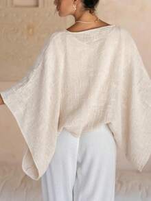Shrug Cardigan For Women Fashionable Lightweight Solid Color Open Front Loose Cover Up - 白色 - 查看 3