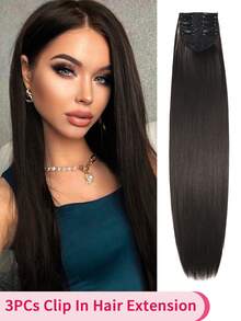 3PCS Clip In Hair Extensions 26 Inch Straight Hair Extensions Clip Ins Natural Black Brown Light Brown Blonde Hair Extensions Full Head Synthetic Hair Pieces Long Wavy Hair Extensions With Invisible Wire & 2 Clips Adjustable Hairpiece Natural Luster For Women Daily Holidays Party And Christmas Music Festival Carnival New Year Gifts Used - Multicolor - View 11