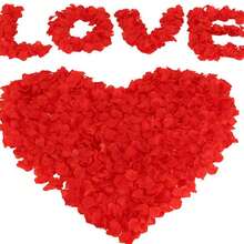 100/700/1400 pétalos de rosa roja, pétalos de flores de seda artificial rojas para bodas, decoración romántica para la noche de San Valentín - Rojo - Ver 2