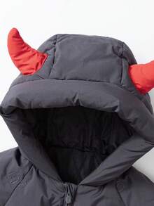 mini bala 儿童“真绒”羽绒连体衣 2025 冬季款，精灵帽可爱婴儿滑雪服 - 褐灰 - 查看 6