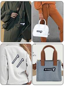 4 piezas Parches con diseño de cremallera para planchar, parches bordados para coser, adecuados para mochilas, vaqueros, chaquetas, manualidades DIY en ropa, zapatos, bolsos, etc. - Blanco y Negro - Ver 7