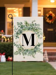 1 Piece/Linen Letter Flower Garden Flag 12x18 Inches Double-Sided Family Surname Letter Courtyard Flag, Suitable; Birthday, Theme Party Outdoor Garden Decoration, Autumn Garden Flag, Halloween Garden Flag, Christmas Garden Flag, Autumn, Halloween, Christmas Decoration - 彩色 - 查看 1