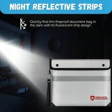 Bolsa a prueba de fuego para documentos con cerradura, bolsa a prueba de fuego para documentos con cremallera, sobre resistente al agua con tira reflectante, monedero a prueba de fuego negro