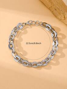 1 chiếc vòng tay bằng thép không gỉ, phụ kiện thời trang đường phố sành điệu dành cho nam giới, lý tưởng cho các lễ hội âm nhạc và phong cách đường phố. - Bạc - Xem 4