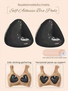1对双面粘性胸垫 - 透气硅胶三角提拉胸垫，超强提拉，可重复使用 | 适用于无肩带文胸、比基尼文胸、泳衣文胸和运动文胸 | 舒适隐形，打造自然胸型 | 持久耐用 - 彩色 - 查看 21