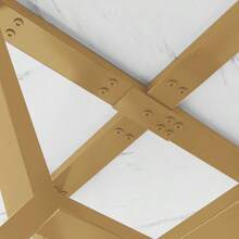 Modern And Schlichter Round Marmor-Esstisch (Durchmesser 1 M), Schwarzer - Golden+White - View 4