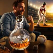 1000毫升大容量豪华威士忌醒酒器，创意棒球造型酒瓶，生日、周年纪念、父亲节、丈夫、男友礼物，居家酒吧派对必备 - 透明 - 查看 3