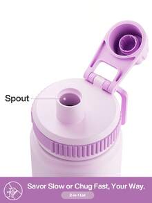 Powcan 18oz stainless steel sports water bottle with spout and handle lid, wide-mouth bottle, double-layer stainless steel, leak-proof design, suitable for sports, outdoor activities, travel, school, and office - 淺紫色 - 查看 5
