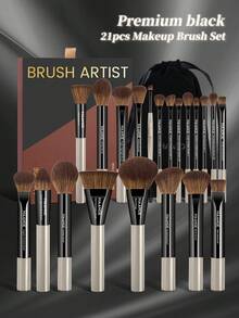 MAANGE 13/16/17/18/21件套化妆刷套装,包含14支化妆刷+1个化妆包+2个化妆海绵,内含粉底刷、腮红刷、散粉刷、眼影刷、睫毛膏刷、眉刷、唇刷、高光刷、遮瑕刷。化妆刷套装,旅行化妆刷套装,送给女性和女孩的礼物。化妆刷套装,化妆刷套装,化妆刷套装,全套化妆刷,化妆刷套装,全套化妆工具,化妆刷套装,化妆刷套装,化妆刷礼盒套装 - 黑色 - 查看 17