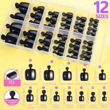 120 Pcs False Toenails White Color Square Shape Press On Nail Tips With Nail Glue Adhesive Tabs Toe Nail Art Kit For Pedicure Home Salon Vacation Travel Use - Black - View 2