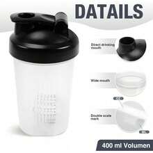 1 Pcs Leakproof Shaker Bottle With Stainless Steel Mixing Balls 12oz Protein Shaker Cup For Gym Workout Travel Shake Drink Portable Bottle Home Use - Trắng và Đen - Xem 2
