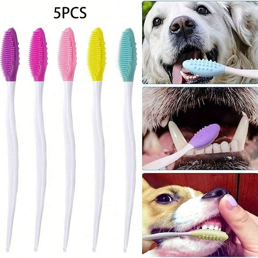 5PCS Silicone Pet Toothbrush Dog And Cat Toothbrush Pet Mouth Cleaning 360-Degree Pet Toothbrush Cleaning Kit Pet Brushing Kit Dog Tooth Cleaning Kit Dog Mouth Cleaning Kit Cat Mouth Cleaning Kit Cat Tooth Cleaning Kit - Multicolor - View 1